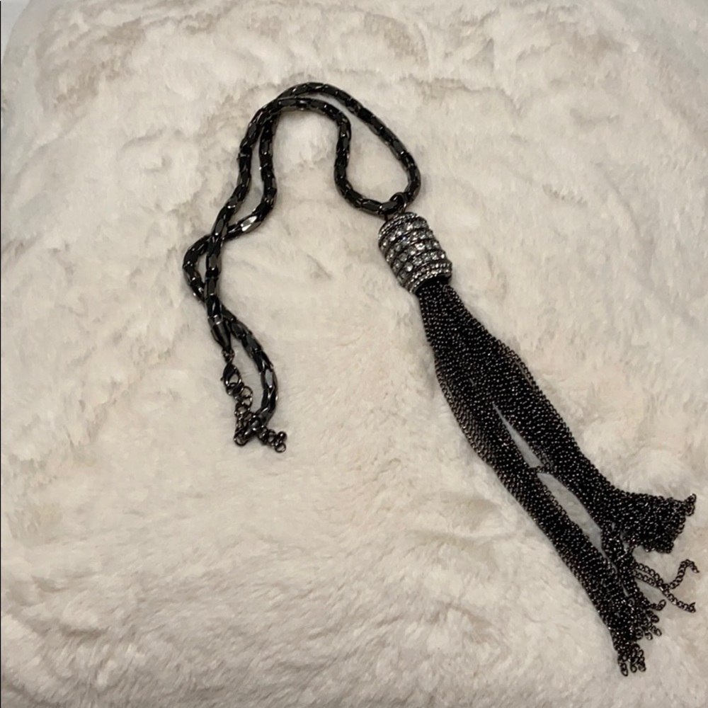 Black with diamonds chain necklace